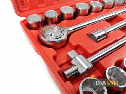 KLUCZE NASADOWE  21el 3/4" 19-50mm 6-kąt grzechotka + walizka