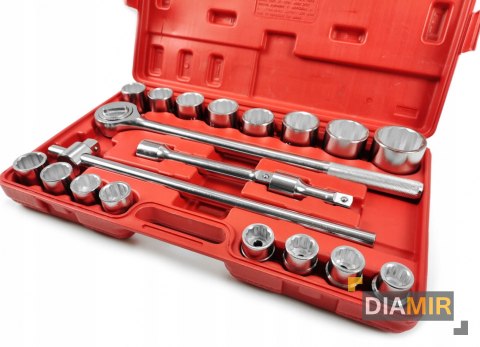 KLUCZE NASADOWE  21el 3/4" 19-50mm 6-kąt grzechotka + walizka