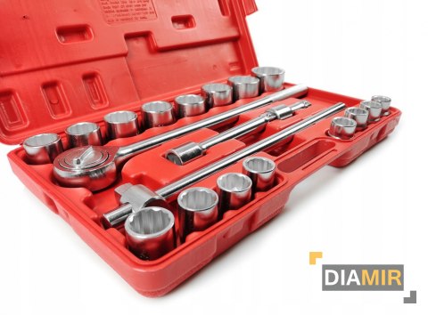 KLUCZE NASADOWE  21el 3/4" 19-50mm 6-kąt grzechotka + walizka