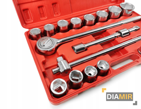 KLUCZE NASADOWE  21el 3/4" 19-50mm 6-kąt grzechotka + walizka