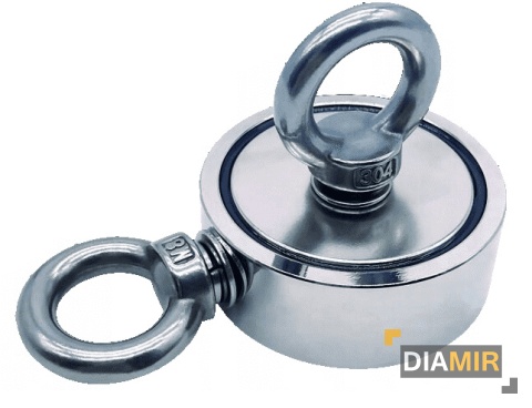 MAGNES NEODYMOWY DO POSZUKIWANIA 350kg 2x UCHWYT