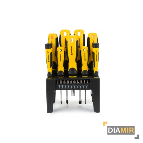 ŚRUBOKRĘTY WKRĘTAKI 21 el. tradycyjne ZESTAW na stojaku