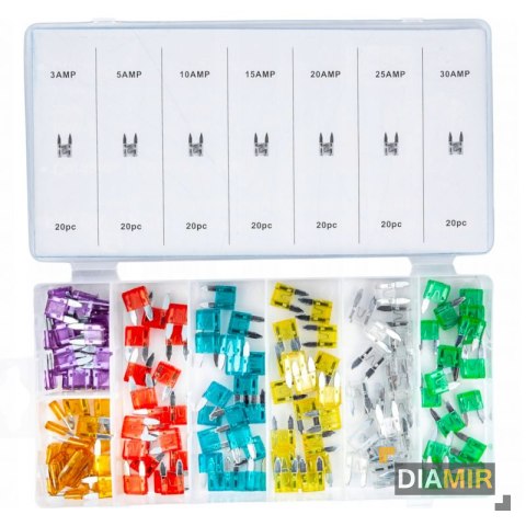 Zestaw 140szt. BEZPIECZNIKI SAMOCHODOWE 5 - 30A