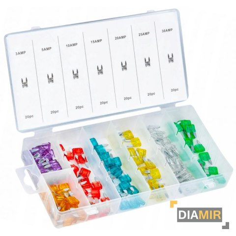 Zestaw 140szt. BEZPIECZNIKI SAMOCHODOWE 5 - 30A