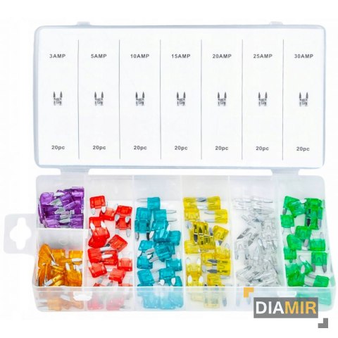 Zestaw 140szt. BEZPIECZNIKI SAMOCHODOWE 5 - 30A