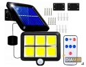 LAMPA solarna 120 LED CZUJNIKI ruchu zmierchu + PILOT