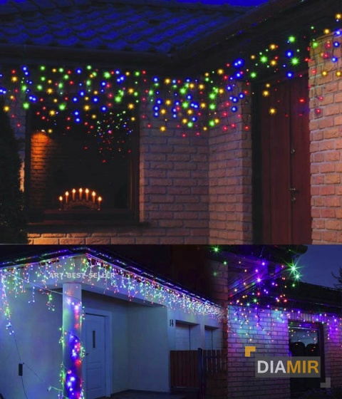 LAMPKI SOPLE 500 LED na zewnątrz IP44 KURTYNA świetlna MULTICOLOR