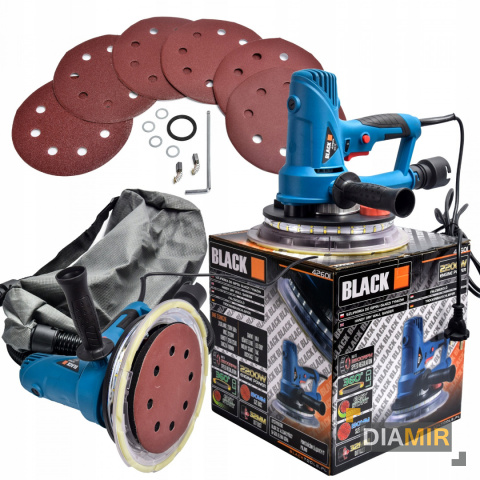 SZLIFIERKA czyszczarka DO GIPSU GŁADZI 2200W tynków LED+ 6x papier