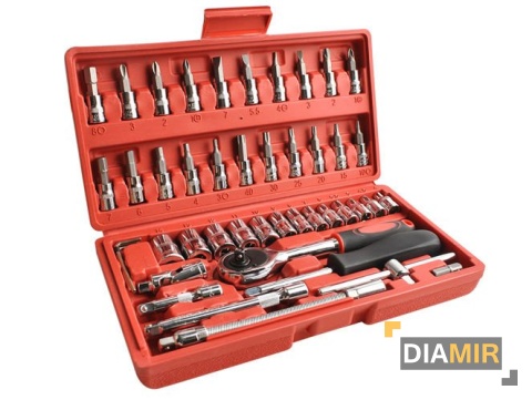 ZESTAW kluczy NARZĘDZI 46 el stal chromo-wanadowa WALIZKA
