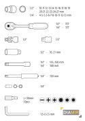 Zestaw 73szt. KLUCZE NASADOWE 1/2", 1/4" CRV NEO