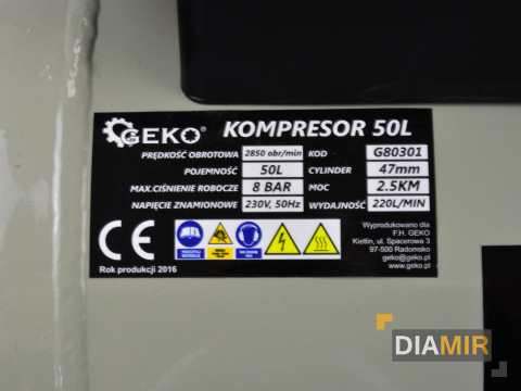 KOMPRESOR OLEJOWY sprężarka 50L 2,50KM 8 Bar 210L/min