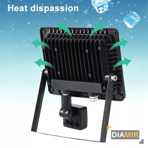 LAMPA halogen naświetlacz LED 10W CZUJNIK RUCHU