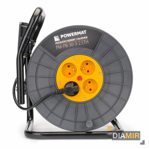 PRZEDŁUŻACZ BĘBNOWY 30m 3x2,5 NA BĘBNIE + HALOGEN