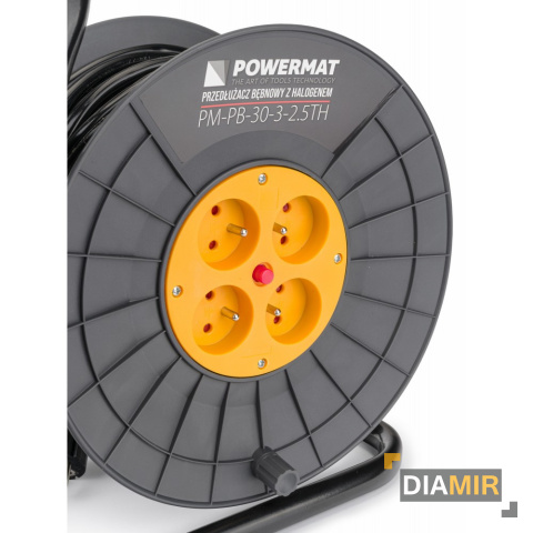 PRZEDŁUŻACZ BĘBNOWY 30m 3x2,5 NA BĘBNIE + HALOGEN