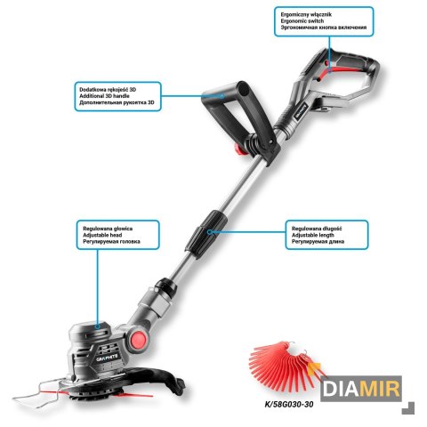 PODKASZARKA na baterie AKUMULATOROWA KOSA GRAPHITE 18V