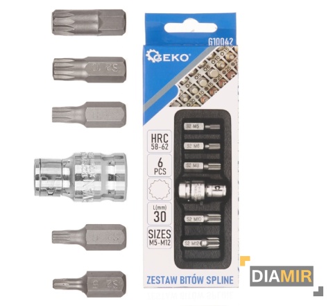 Zestaw 6el. końcówki do wkrętarki SPLINE M5-M12