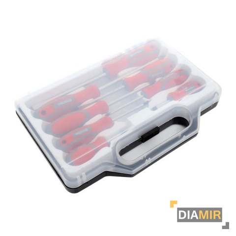 Zestaw 8el. ŚRUBOKRĘTY wkrętaki płaskie krzyżowe z magnesem WALIZKA