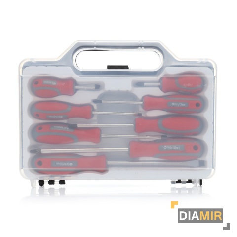Zestaw 8el. ŚRUBOKRĘTY wkrętaki płaskie krzyżowe z magnesem WALIZKA