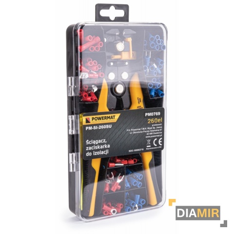 ŚCIĄGACZ do izolacji KABLI PRZEWODÓW ZACISKARKA + nasadki 260 elementów