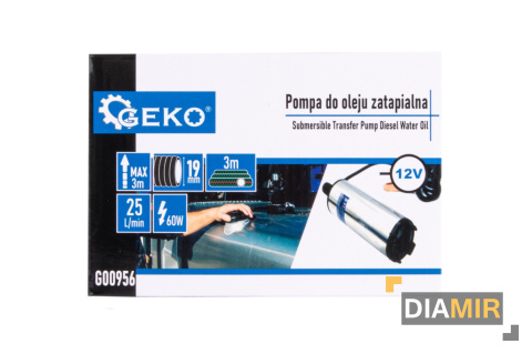 Pompa pompka do oleju zatapialna 12V 52mm z przewodem 3m