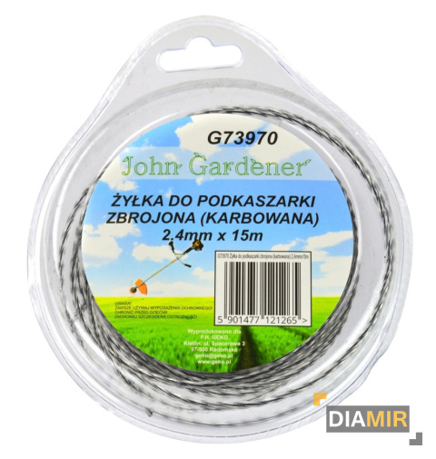 Żyłka tnąca zbrojona karbowana 2,4 mm x 15 m do podkaszarki kosy