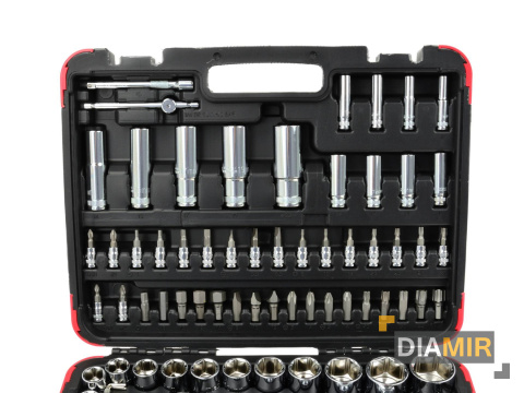 Zestaw 108 el. KLUCZE NASADOWE 1/2" i 1/4" grzechotka nasadki bity 25 lat GWANACJI