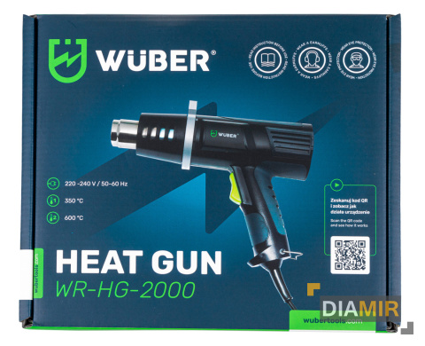 ELEKTRYCZNA OPALARKA WUBER + 4 WYMIENNE DYSZE 2000 W 230 V 600 °C