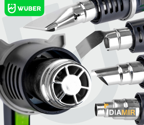 ELEKTRYCZNA OPALARKA WUBER + 4 WYMIENNE DYSZE 2000 W 230 V 600 °C