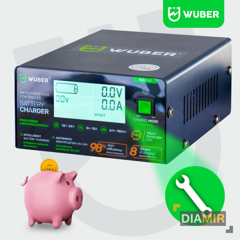 PROSTOWNIK 12V i 24V MIKROPROCESOROWY 10A ŁADOWARKA automatyczny