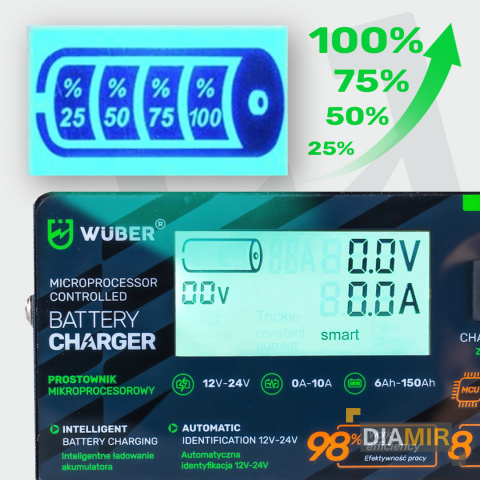 PROSTOWNIK 12V i 24V MIKROPROCESOROWY 10A ŁADOWARKA automatyczny