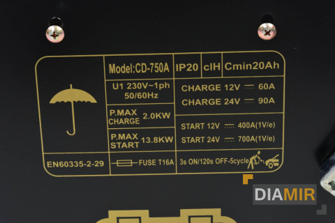 Prostownik z rozruchem CLASS750 1550 Ah ROZRUCH 12V-400A 24V-700A