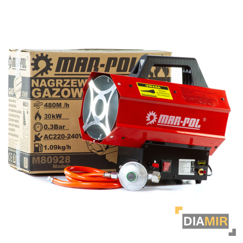 NAGRZEWNICA GAZOWA NA BUTLĘ DMUCHAWA WĄŻ REDUKTOR 30kW