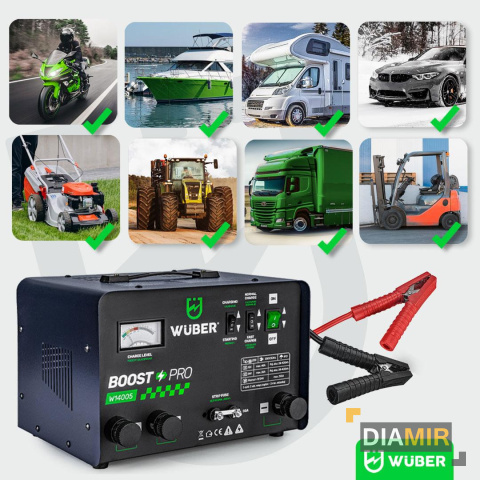 PROSTOWNIK AKUMULATOROWY 40A Z ROZRUCHEM 20-400AH SAMOCHODOWY 12V/24V WUBER