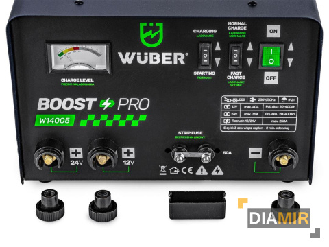 PROSTOWNIK AKUMULATOROWY 40A Z ROZRUCHEM 20-400AH SAMOCHODOWY 12V/24V WUBER