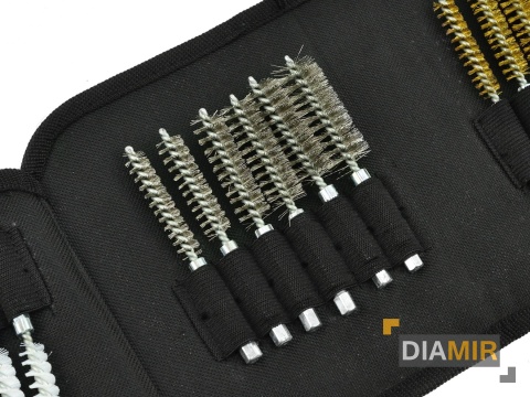 Zestaw 18 el. SZCZOTKI DO GNIAZD WTRYSKIWACZY świec żarowych iskrowych 1/4"