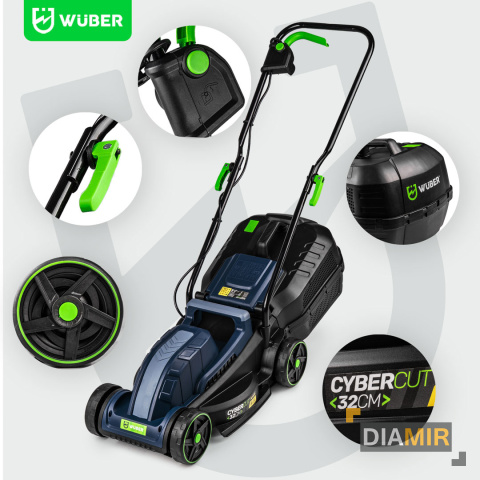 KOSIARKA ELEKTRYCZNA DO TRAWY 32cm 1200W Z REGULACJĄ LEKKA MOCNA DUŻY KOSZ