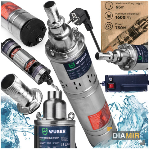 POMPA ŚRUBOWA GŁĘBINOWA 750W DO WODY CZYSTEJ 1" DO STUDNI MOCNA 1600 L/H