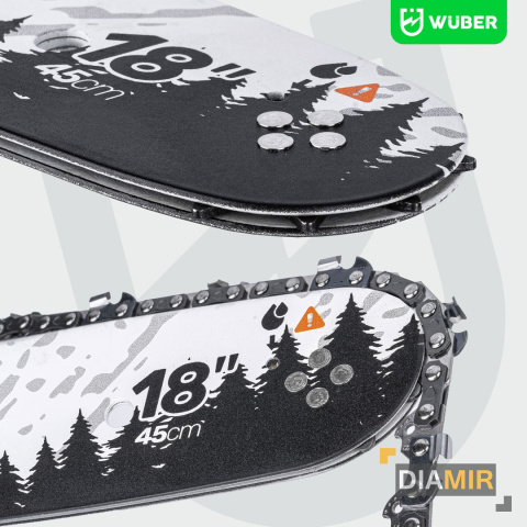 PROWADNICA DO PIŁY SPALINOWEJ PILARKI 18" 45CM + 2X ŁAŃCUCH 0.325" WUBER