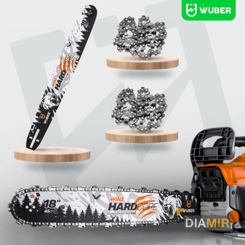 PROWADNICA DO PIŁY SPALINOWEJ PILARKI 18" 45CM + 2X ŁAŃCUCH 0.325" WUBER