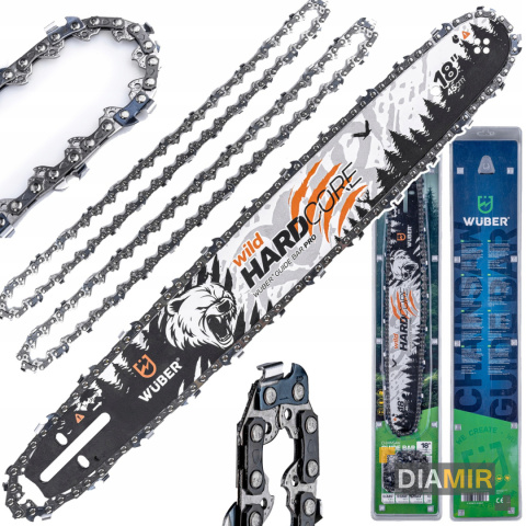PROWADNICA DO PIŁY SPALINOWEJ PILARKI 18" 45CM + 2X ŁAŃCUCH 0.325" WUBER