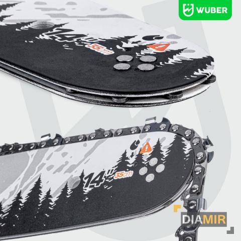 PROWADNICA DO PIŁY SPALINOWEJ PILARKI 14" 35CM + 2X ŁAŃCUCH 3/8" WUBER