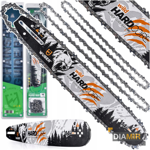 PROWADNICA DO PIŁY SPALINOWEJ PILARKI 14" 35CM + 2X ŁAŃCUCH 3/8" WUBER