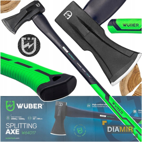 SIEKIERA ROZŁUPUJĄCA DO DREWNA FIBERGLASS DŁUGA MOCNA GŁOWICA 2000G 89CM