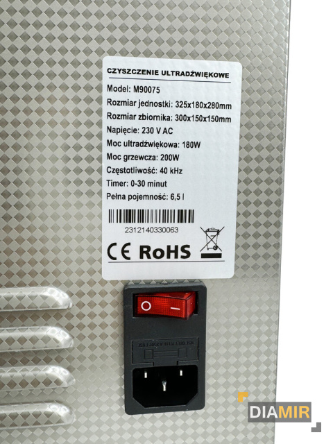 WANNA MYJKA ULTRADŹWIĘKOWA 6,5L STERYLIZATOR MYCIA CZĘŚCI KAWITACJA 200W