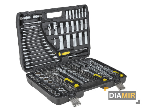 ZESTAW KLUCZY NASADOWYCH BITY NASADKI PŁASKIE 1/4 "3/8" 1/2" 216 el.