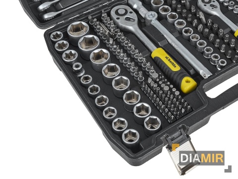 ZESTAW KLUCZY NASADOWYCH BITY NASADKI PŁASKIE 1/4 "3/8" 1/2" 216 el.