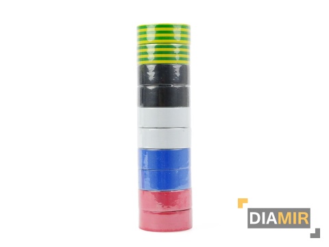 Zestaw 10szt. Taśma izolacyjna kolorowa z PCVPVC Geko 19 mm x 5 m