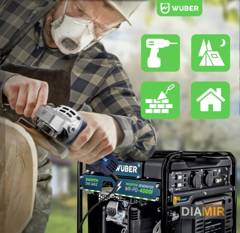 AGREGAT INWERTOROWY prądotwórczy przenośny jednofazowy Wuber 4000 W benzyna
