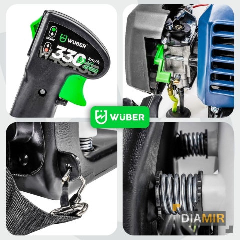 DMUCHAWA PLECAKOWA 1,7 KM 330 km/h SPALINOWA DO LIŚCI TRAWY OGRODOWA WUBER