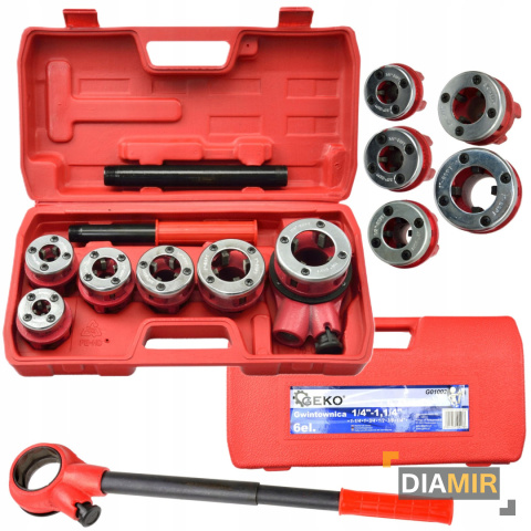 Gwintownica hydrauliczna do rur 6 elementowa narzynki 1/4 "- 1,1/4 "